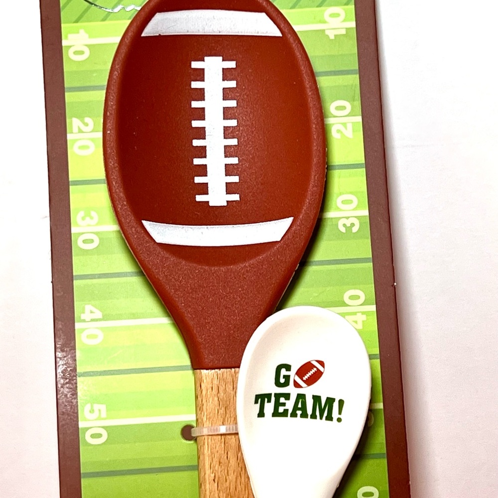 2 Football Silicone Cooking Spoons Go Team Kitchen Utensils